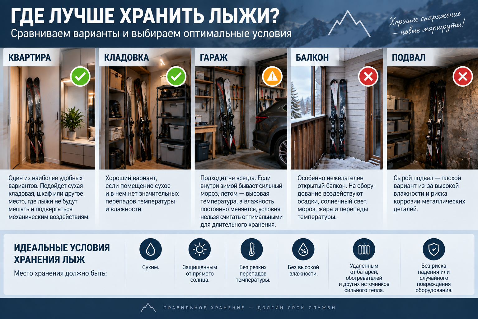 Как правильно хранить лыжи